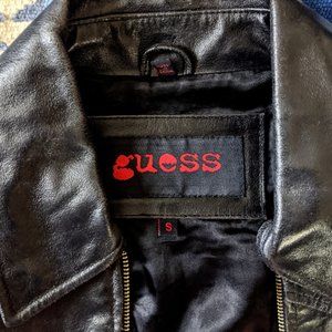 Vintage Guess Leather Moto Jacket Black